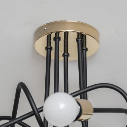 Επιφανειακό φωτιστικό οροφής OXFORD 5xE27/15W/230V χρυσό/μαύρο