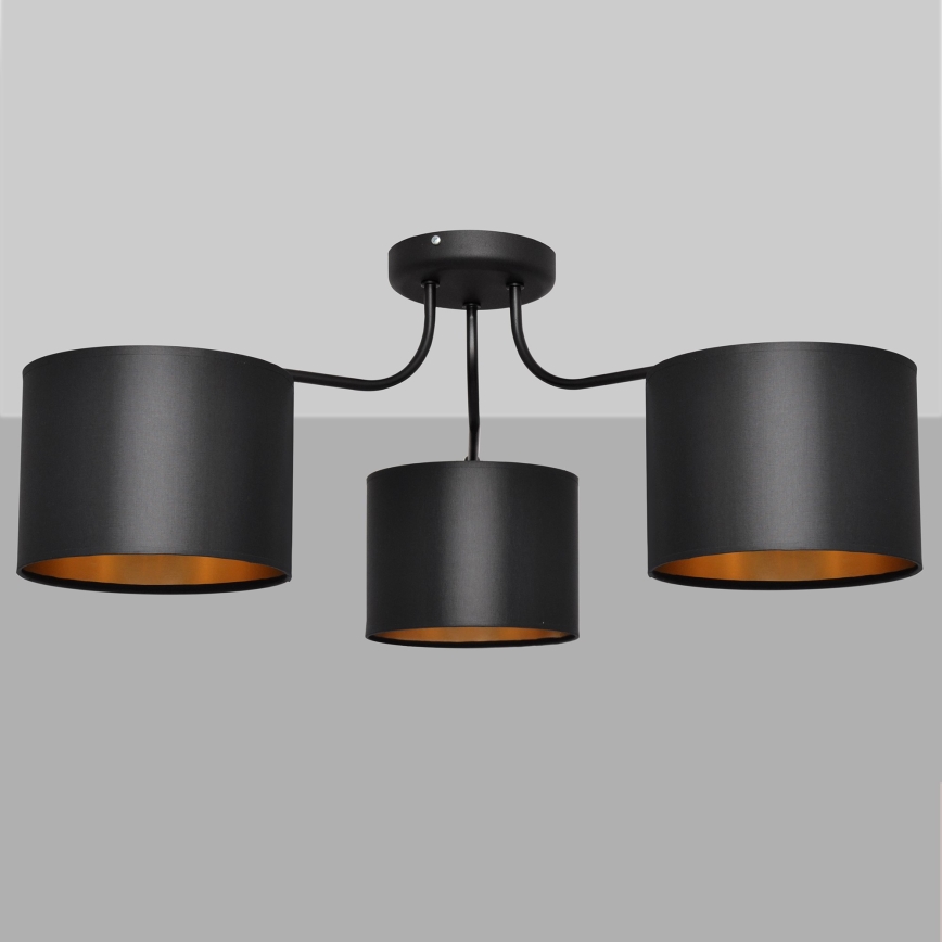 Επιφανειακός-πολυέλαιος ALBA 3xE27/15W/230V μαύρο/χρυσό
