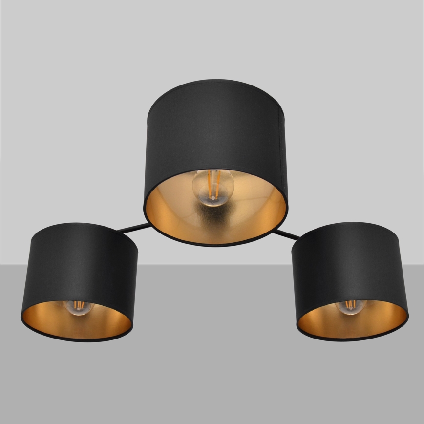 Επιφανειακός-πολυέλαιος ALBA 3xE27/15W/230V μαύρο/χρυσό