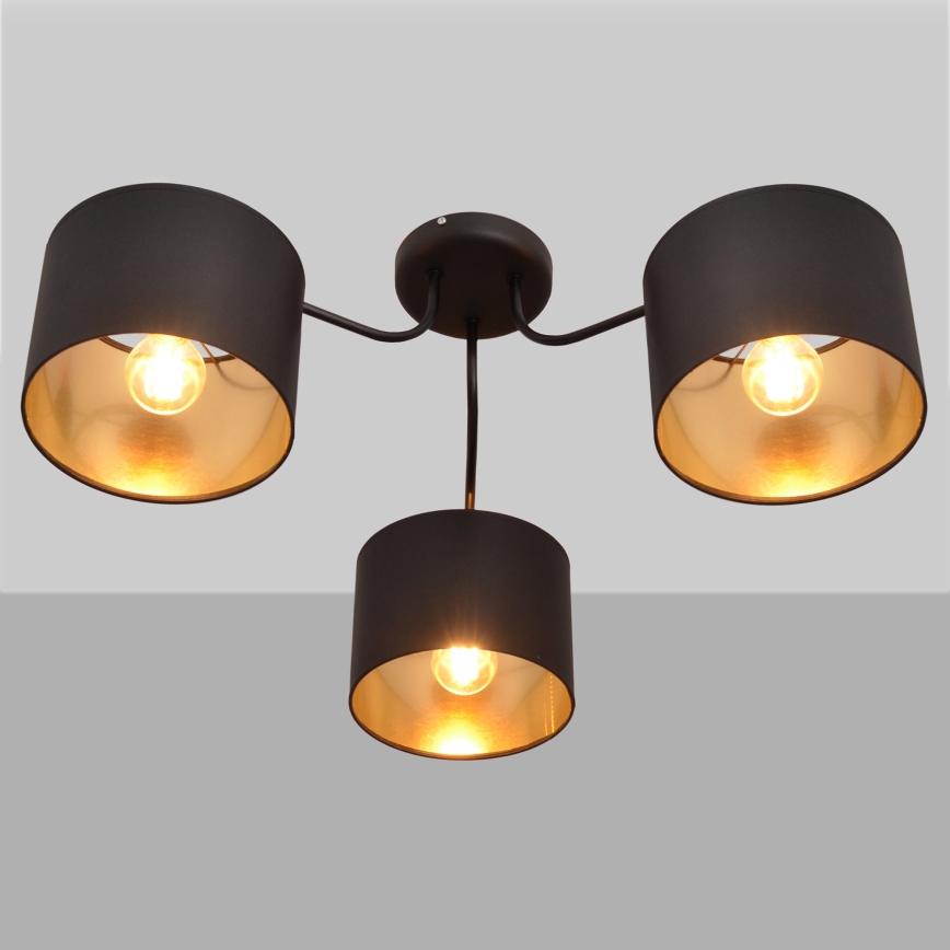 Επιφανειακός-πολυέλαιος ALBA 3xE27/15W/230V μαύρο/χρυσό
