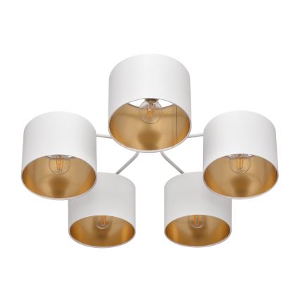 Επιφανειακός πολυέλαιος ALBA 5xE27/15W/230V λευκό/χρυσό