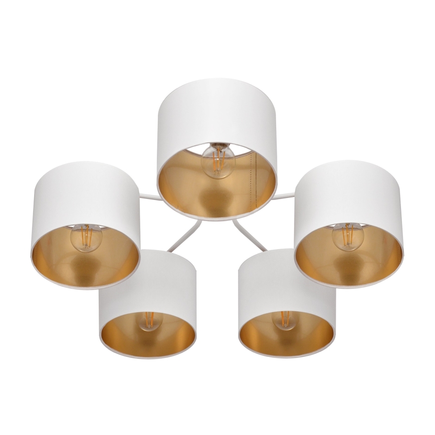 Επιφανειακός πολυέλαιος ALBA 5xE27/15W/230V λευκό/χρυσό