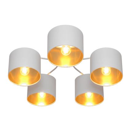 Επιφανειακός πολυέλαιος ALBA 5xE27/15W/230V λευκό/χρυσό
