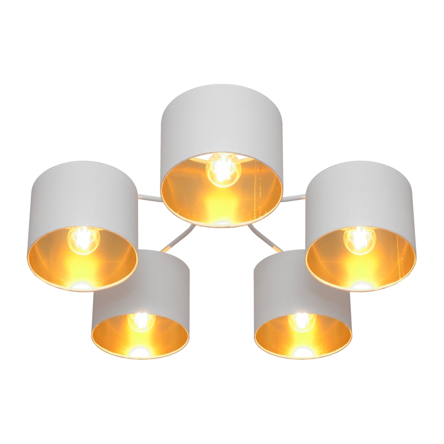 Επιφανειακός πολυέλαιος ALBA 5xE27/15W/230V λευκό/χρυσό
