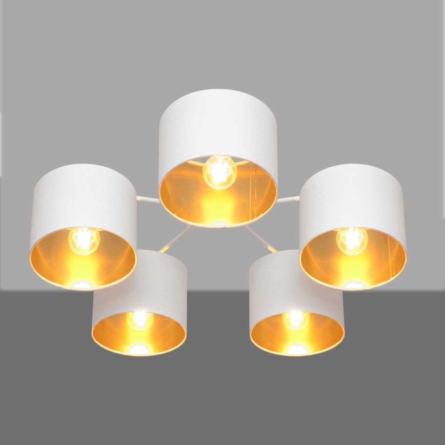 Επιφανειακός πολυέλαιος ALBA 5xE27/15W/230V λευκό/χρυσό