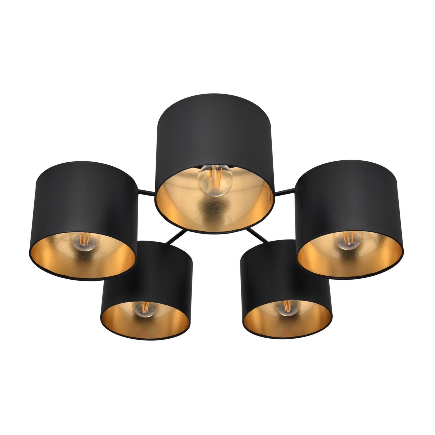 Επιφανειακός πολυέλαιος ALBA 5xE27 / 15W / 230V μαύρο / χρυσό