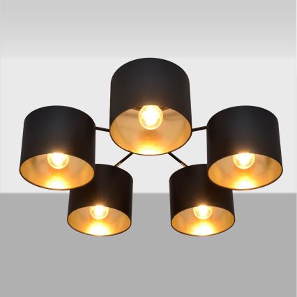 Επιφανειακός πολυέλαιος ALBA 5xE27 / 15W / 230V μαύρο / χρυσό