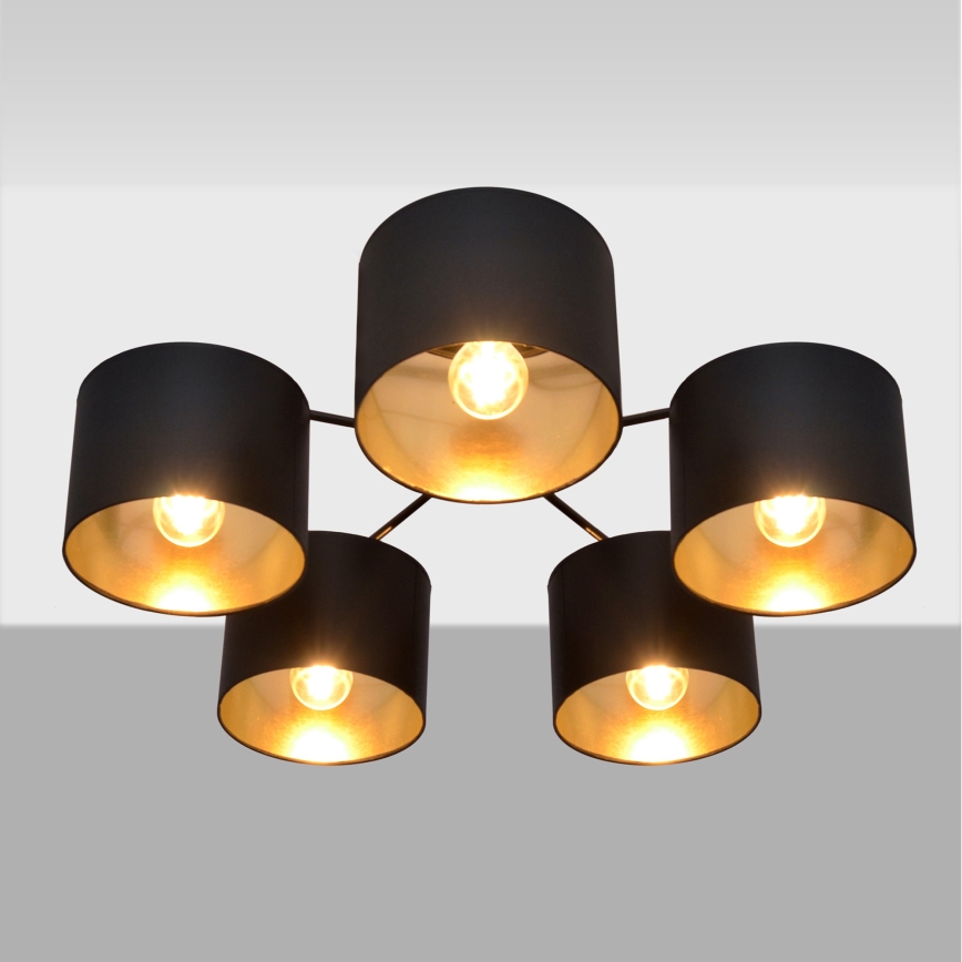 Επιφανειακός πολυέλαιος ALBA 5xE27 / 15W / 230V μαύρο / χρυσό