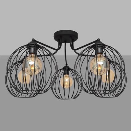 Επιφανειακός πολυέλαιος MERCURE 5xE27/15W/230V μαύρο
