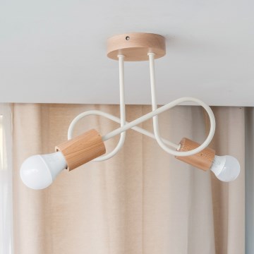 Επιφανειακός πολυέλαιος οροφής OXFORD 2xE27/15W/230V πεύκο/κρεμ