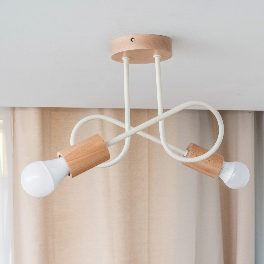 Επιφανειακός πολυέλαιος οροφής OXFORD 2xE27/15W/230V πεύκο/κρεμ