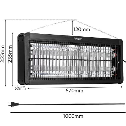 Ηλεκτρική εντομοπαγίδα 2x20W/230V 180 m²