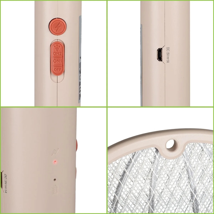 Ηλεκτρική εντομοπαγίδα LED 2σε1 500 mAh/5V μπεζ