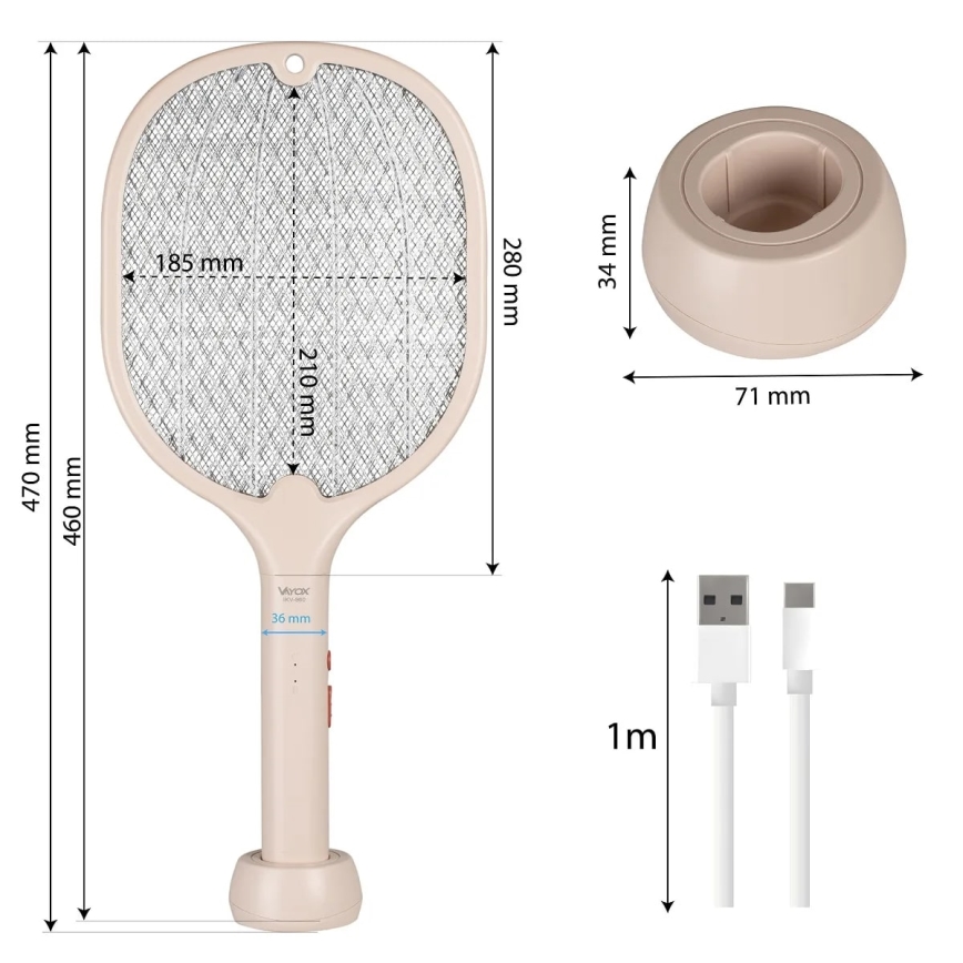 Ηλεκτρική εντομοπαγίδα LED 2σε1 500 mAh/5V μπεζ