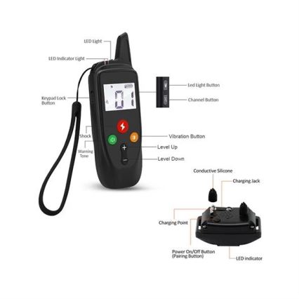 Ηλεκτρικό κολάρο εκπαίδευσης σκύλων 52cm 500m 3,7V 300 mAh IP67