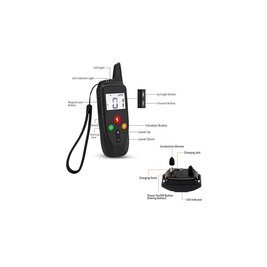Ηλεκτρικό κολάρο εκπαίδευσης σκύλων 52cm 500m 3,7V 300 mAh IP67