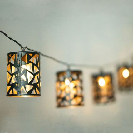 Ηλιακά λαμπάκια LED 10xE12/3,65m 600 mAh IP44 θερμό λευκό