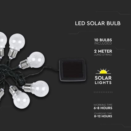Ηλιακά λαμπάκια LED 10xLED/1W/1,2V 1xAA 2 m IP44 3000K 300 mAh