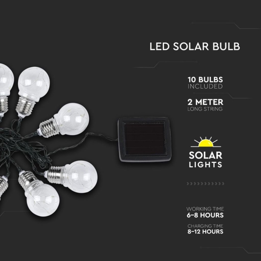 Ηλιακά λαμπάκια LED 10xLED/1W/1,2V 1xAA 2 m IP44 3000K 300 mAh