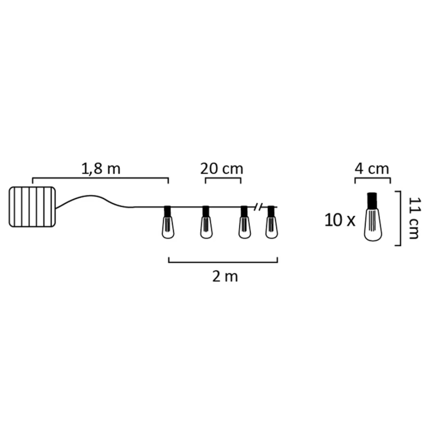 Ηλιακά λαμπάκια LED EDISON 10xLED/1,2V IP44