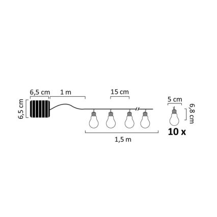 Ηλιακά λαμπάκια LED PARTY 10xLED/1,2V 400 mAh IP44