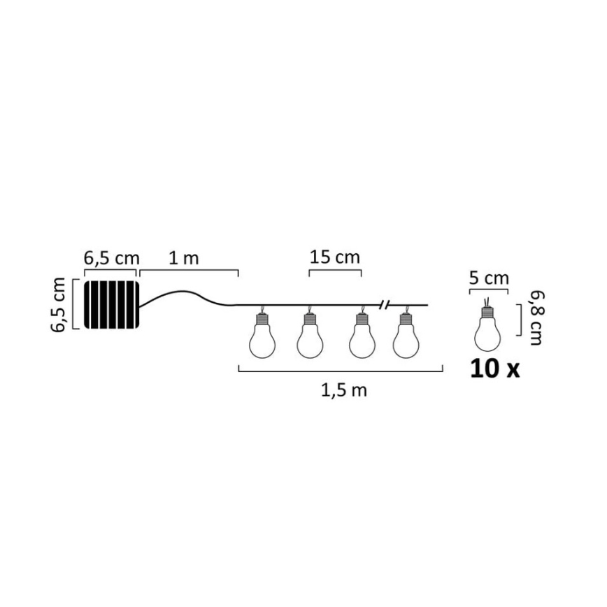 Ηλιακά λαμπάκια LED PARTY 10xLED/1,2V 400 mAh IP44