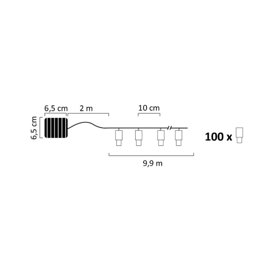 Ηλιακά λαμπάκια LED SHINE 100xLED/1,2V 400 mAh 11, 9 m IP44