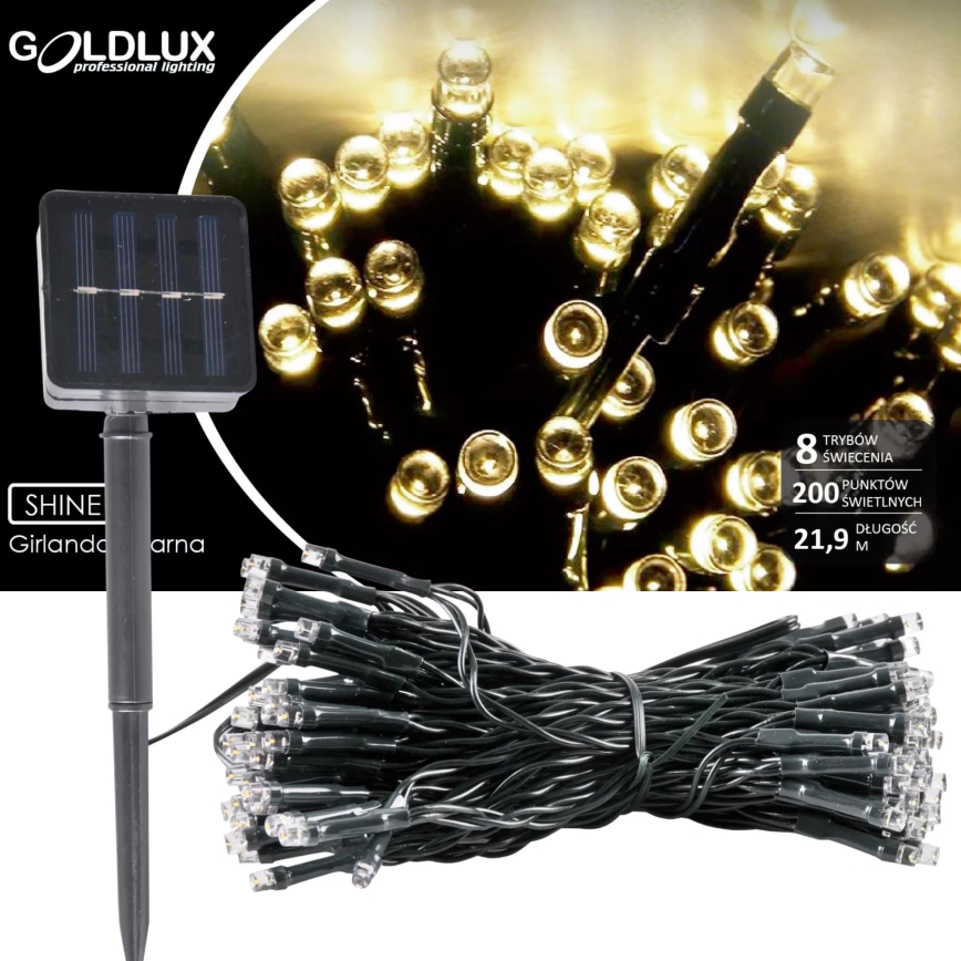 Ηλιακά λαμπάκια LED SHINE 200xLED/1,2V 600 mAh 21,9 m IP44