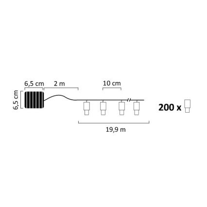 Ηλιακά λαμπάκια LED SHINE 200xLED/1,2V 600 mAh 21,9 m IP44