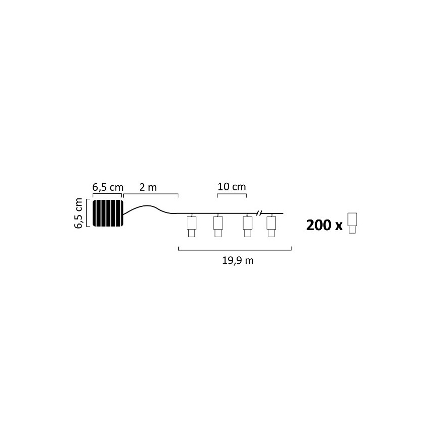 Ηλιακά λαμπάκια LED SHINE 200xLED/1,2V 600 mAh 21,9 m IP44
