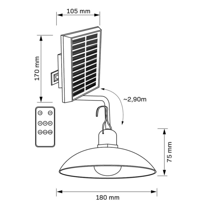 Ηλιακή λάμπα LED CELINA LED/1,8W/3,7V 2400 mAh IP44 + τηλεχειριστήριο