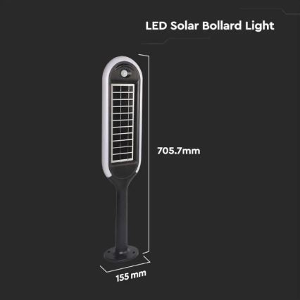 Ηλιακή λάμπα LED με αισθητήρα BOLLARD LED/5W/5,5V 70 cm 4000K IP65 2000 mAh