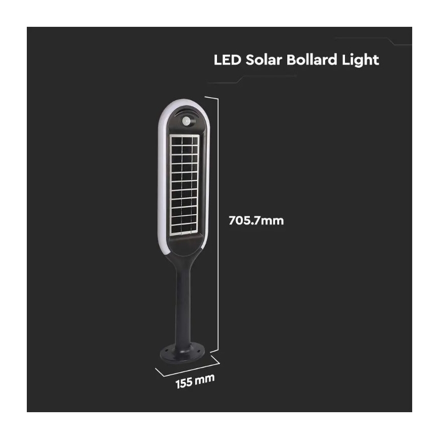 Ηλιακή λάμπα LED με αισθητήρα BOLLARD LED/5W/5,5V 70 cm 4000K IP65 2000 mAh
