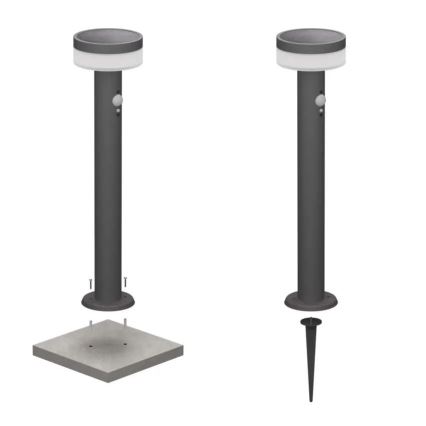 Ηλιακός λαμπτήρας LED με αισθητήρα LED/2W/3,7V 1200 mAh IP44 50 εκ.
