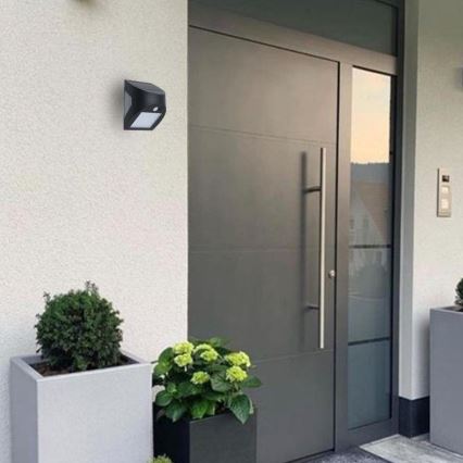 LED ηλιακό επιτοίχιο φωτιστικό με αισθητήρα LED/3W/3,7V 3000/4000K 1200 mAh IP54 μαύρο