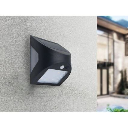 LED ηλιακό επιτοίχιο φωτιστικό με αισθητήρα LED/3W/3,7V 3000/4000K 1200 mAh IP54 μαύρο