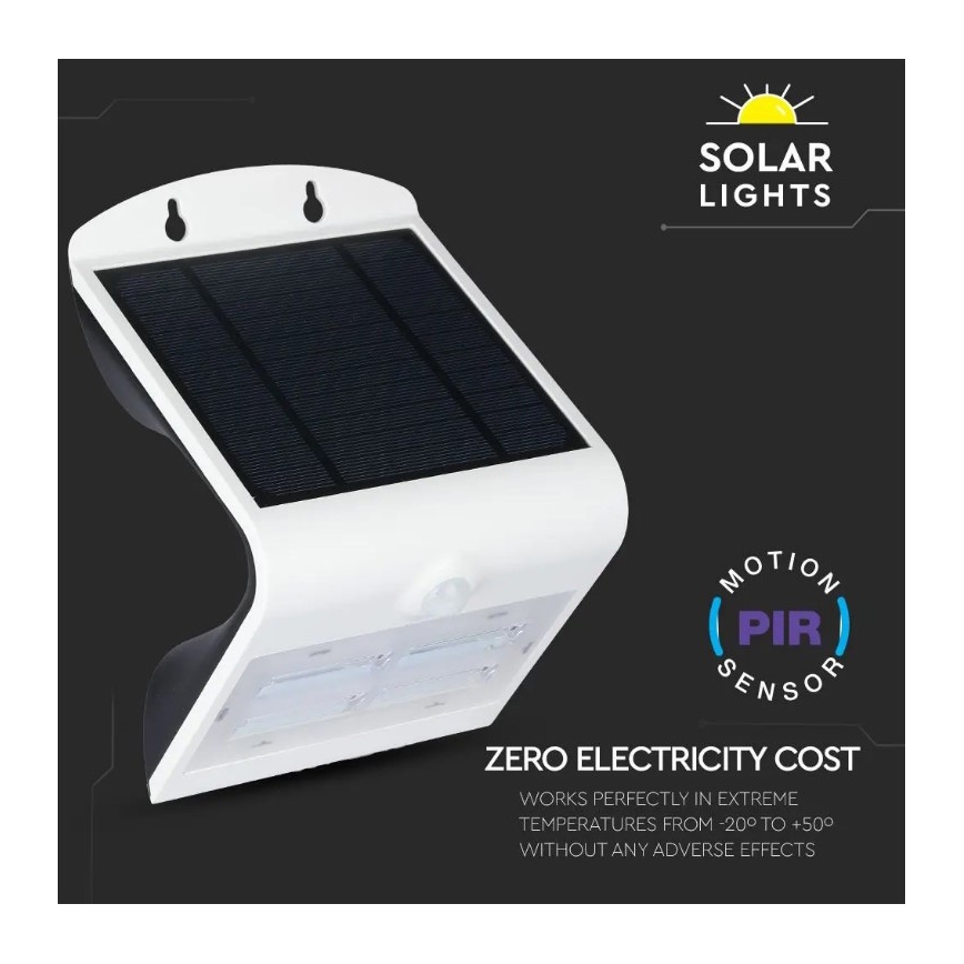 Ηλιακό επιτοίχιο φωτιστικό LED με αισθητήρα LED/3W/3,7V 3000/4000K IP65 λευκό
