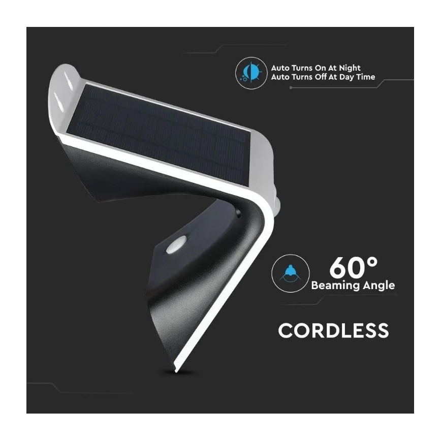 Ηλιακό επιτοίχιο φωτιστικό LED με αισθητήρα LED/3W/3,7V 3000/4000K IP65 λευκό