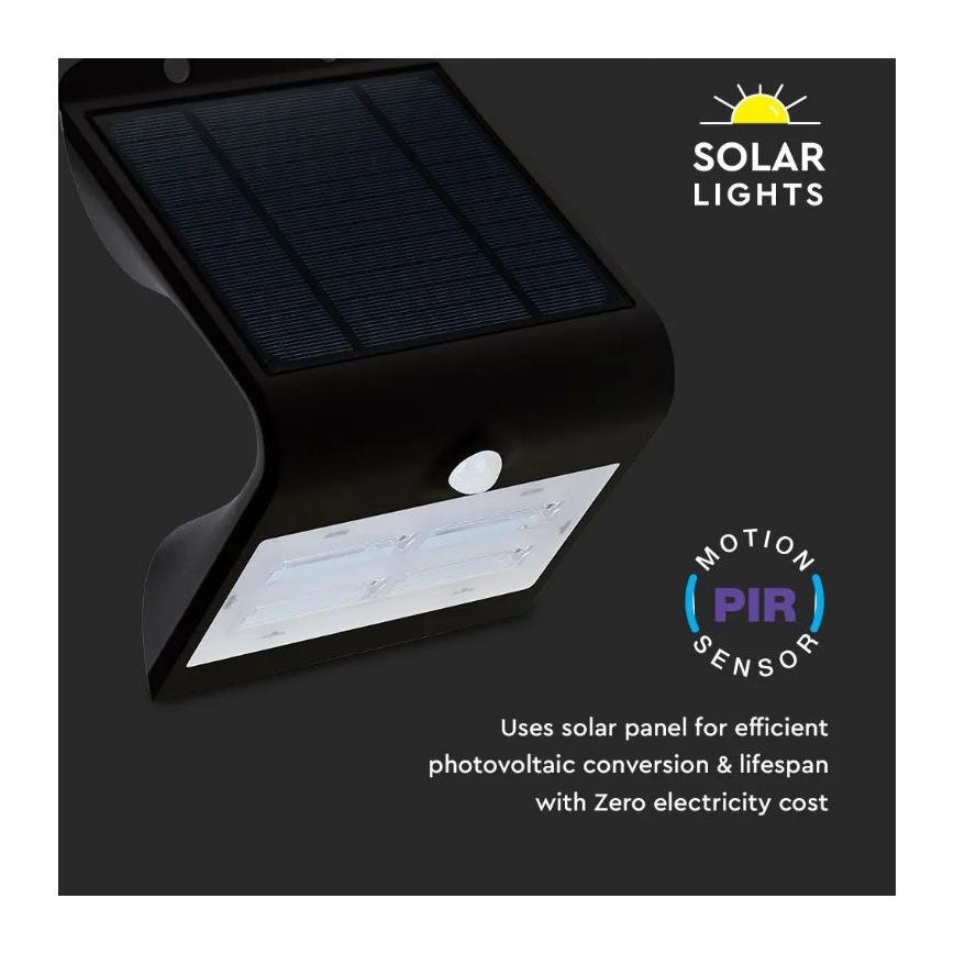 Ηλιακό επιτοίχιο φωτιστικό LED με αισθητήρα LED/3W/3,7V 3000/4000K IP65 μαύρο