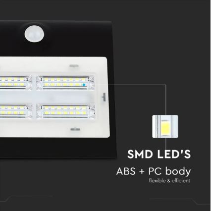 Ηλιακό επιτοίχιο φωτιστικό LED με αισθητήρα LED/3W/3,7V 3000/4000K IP65 μαύρο