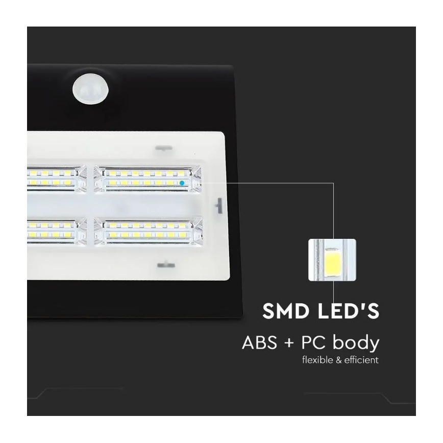 Ηλιακό επιτοίχιο φωτιστικό LED με αισθητήρα LED/3W/3,7V 3000/4000K IP65 μαύρο
