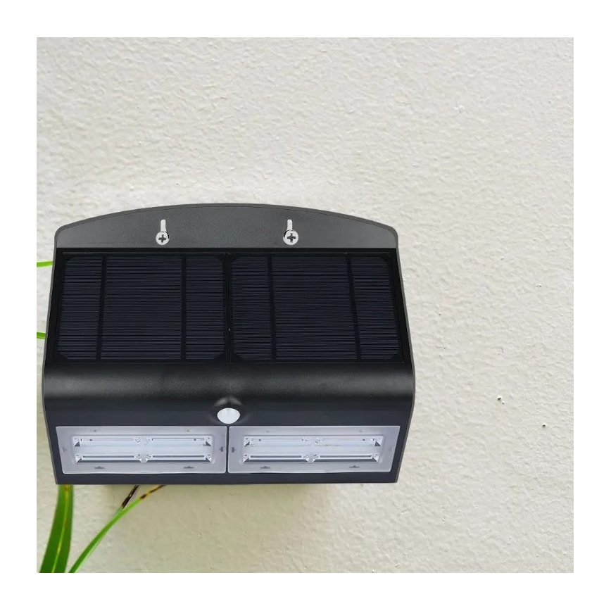 Ηλιακό επιτοίχιο φωτιστικό LED με αισθητήρα LED/7W/3,7V 4000K IP65 μαύρο
