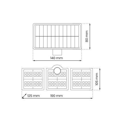 Ηλιακό σποτ LED  με αισθητήρα φωτό; LED/20W/3,7V 1200 mAh IP44 + τηλεχειριστήριο