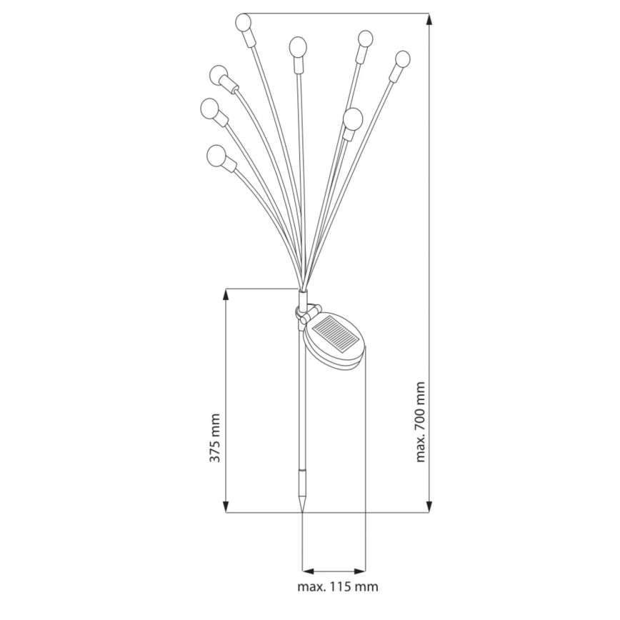 Ηλιακό φωτιστικό LED FIORINI 8xLED/1,2V 600 mAh IP44 μαύρο