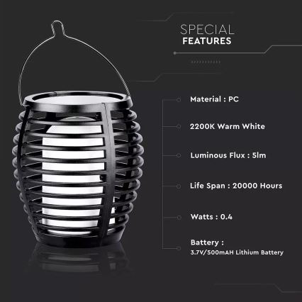 Ηλιακό φωτιστικό LED FLAME 4σε1 1xLED/0,45W/3,7V IP44 500 mAh