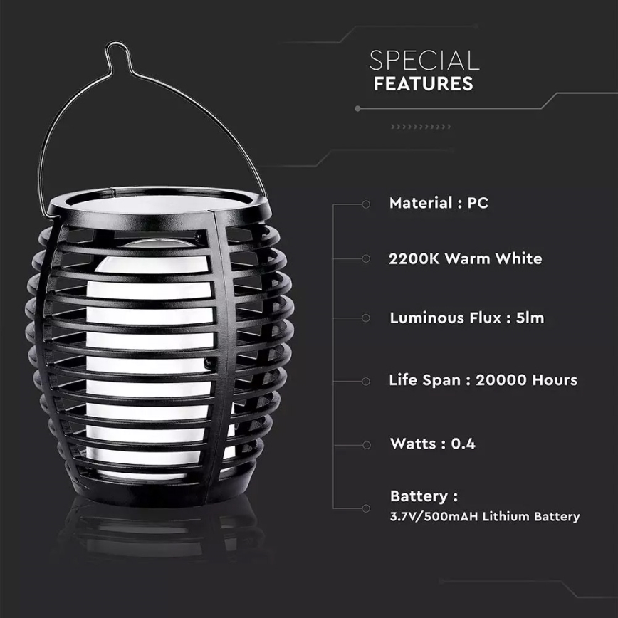 Ηλιακό φωτιστικό LED FLAME 4σε1 1xLED/0,45W/3,7V IP44 500 mAh