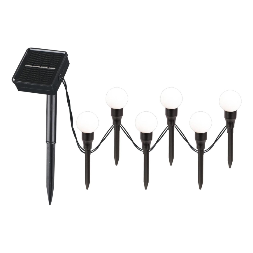Ηλιακό φωτιστικό LED KULKI 6xLED/1,2V 600 mAh 4,3 m IP44 μαύρο/λευκό
