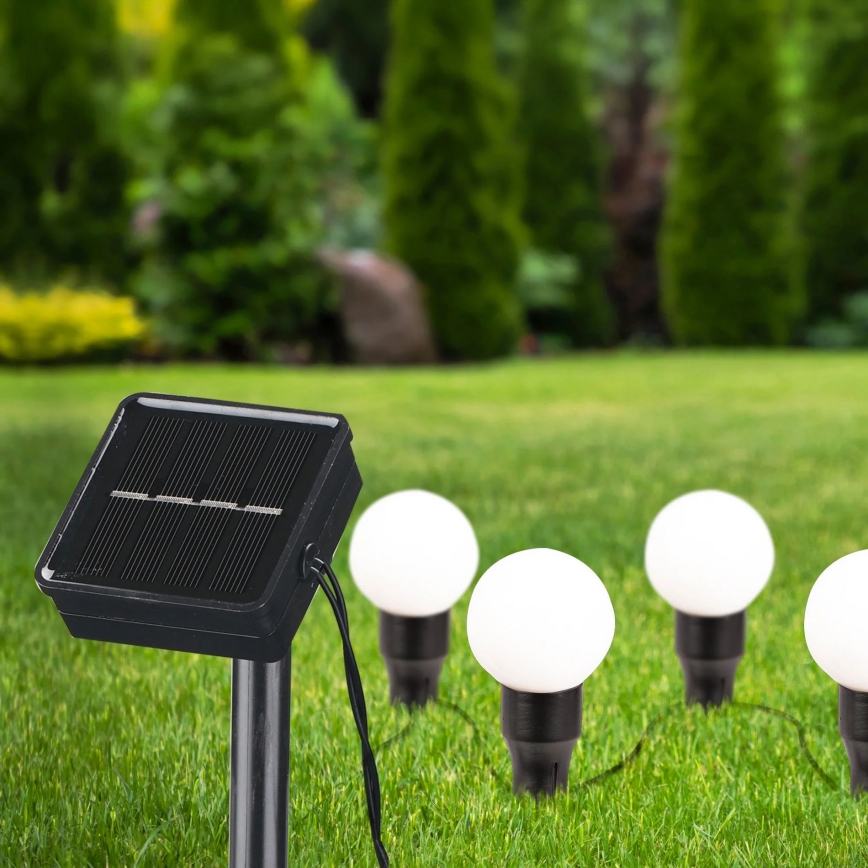 Ηλιακό φωτιστικό LED KULKI 6xLED/1,2V 600 mAh 4,3 m IP44 μαύρο/λευκό