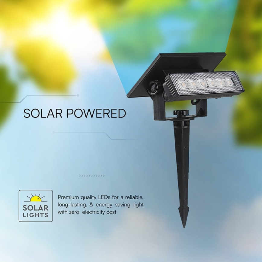 Ηλιακό φωτιστικό LED LED/0,9W/3,7V 3000K IP65 μαύρο