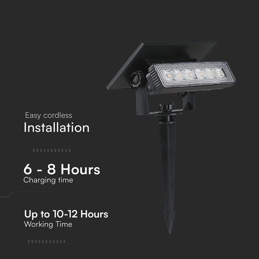 Ηλιακό φωτιστικό LED LED/0,9W/3,7V 3000K IP65 μαύρο